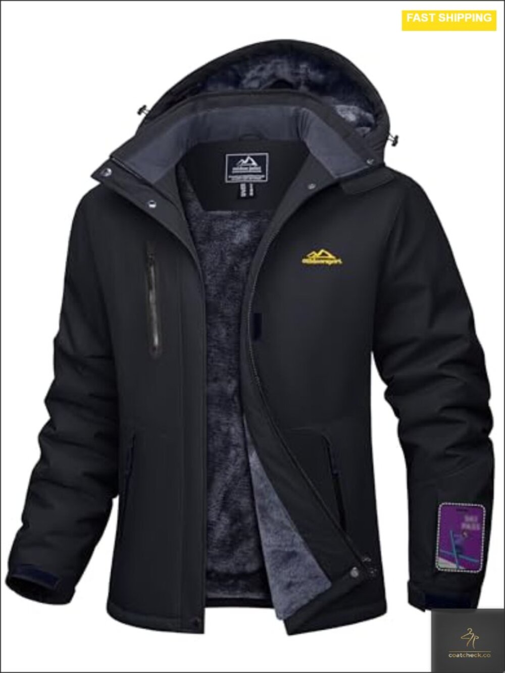 Women's Waterproof Ski Snow Jacket with Detachable Hood Fleece Lined Winter Coat